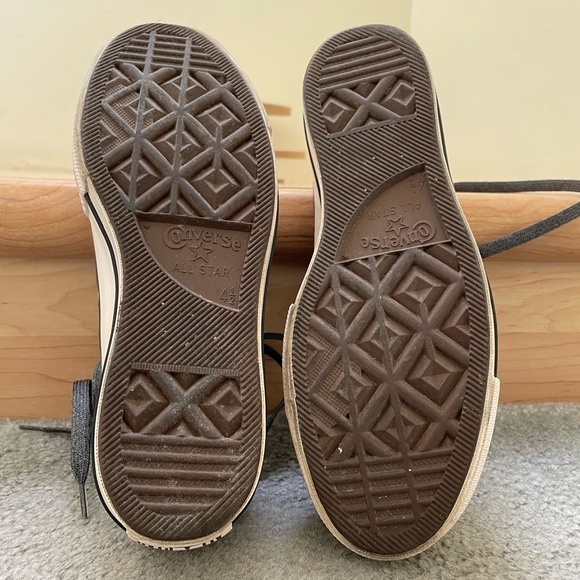 Converse platform All Star leather sneakers gunmetal gray w/ gray shimmer laces - Picture 11 of 11